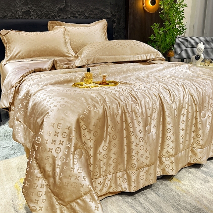 91家纺网 家纺一手货源 找家纺 （总）经年2025年 新款 水洗真丝冰丝天丝贡缎提花单夏被四件套    直播爆款