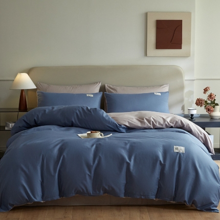 91家纺网 家纺一手货源 找家纺 （总）莱通家纺 2024新款13372纯色双拼四件套（商家提供买家秀）