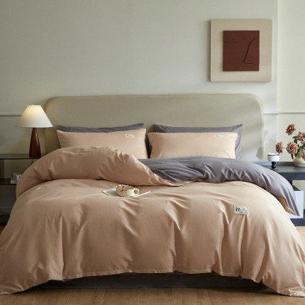 91家纺网 家纺一手货源 找家纺 （总）莱通家纺 2024新款13372纯色双拼四件套（商家提供买家秀）