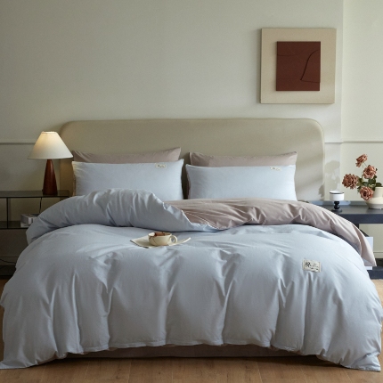 91家纺网 家纺一手货源 找家纺 （总）莱通家纺 2024新款13372纯色双拼四件套（商家提供买家秀）