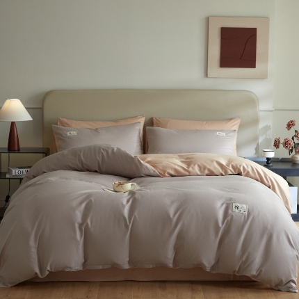 91家纺网 家纺一手货源 找家纺 （总）莱通家纺 2024新款13372纯色双拼四件套（商家提供买家秀）