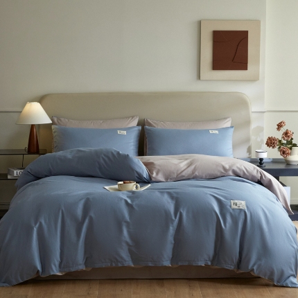 91家纺网 家纺一手货源 找家纺 （总）莱通家纺 2024新款13372纯色双拼四件套（商家提供买家秀）