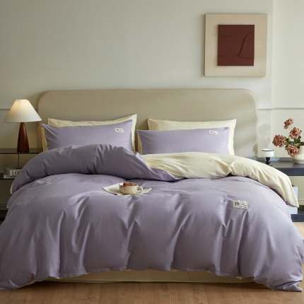 91家纺网 家纺一手货源 找家纺 （总）莱通家纺 2024新款13372纯色双拼四件套（商家提供买家秀）