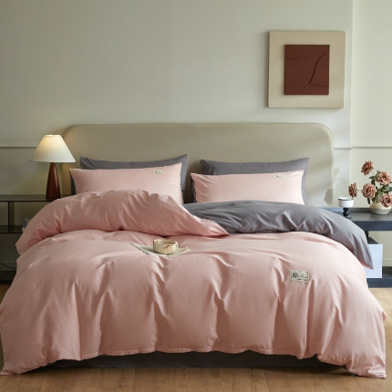 91家纺网 家纺一手货源 找家纺 （总）莱通家纺 2024新款13372纯色双拼四件套（商家提供买家秀）