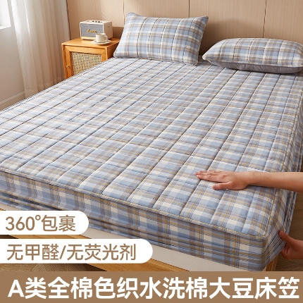 91家纺网 家纺一手货源 找家纺 （总）2025新款A类全棉色织水洗棉大豆夹棉抗菌床笠