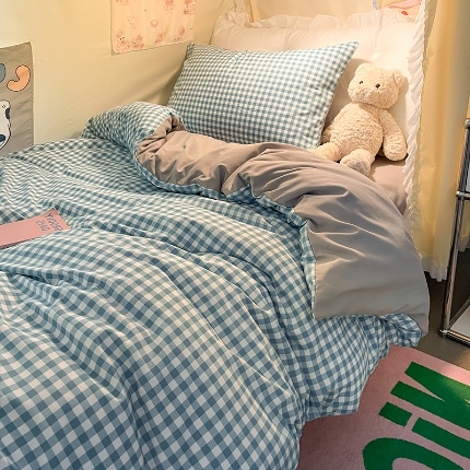 91家纺网 家纺一手货源 找家纺 （总）眠帛家居 2024新款A类学生三件套奶油风小清新毛巾绣暖心系列水洗棉床上用品四件套图2