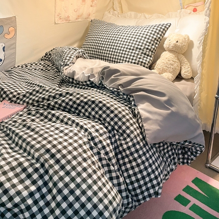 91家纺网 家纺一手货源 找家纺 （总）眠帛家居 2024新款A类学生三件套奶油风小清新毛巾绣暖心系列水洗棉床上用品四件套图2