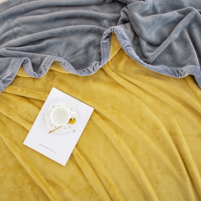 91家纺网 家纺一手货源 找家纺 卉晨毛毯 2024新款牛奶绒纯色复合毯空调毯午睡毯毛毯 金玉灰黄