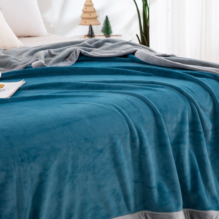 91家纺网 家纺一手货源 找家纺 卉晨毛毯 2024新款牛奶绒纯色复合毯空调毯午睡毯毛毯 午夜灰蓝