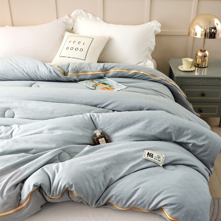 初相识被业 2025新款小豆仙提花针织棉拉链子母被 提花高级灰