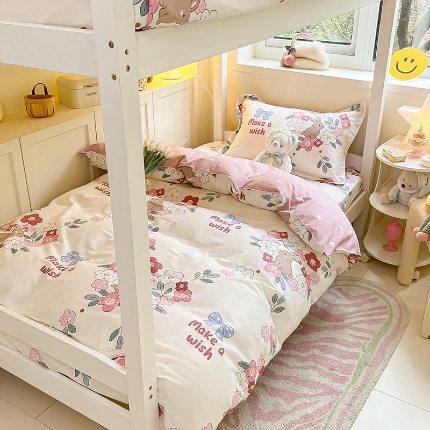 91家纺网 家纺一手货源 找家纺 （总）菲梵家纺 2024新款全棉喷气小清新宿舍上下铺学生三件套