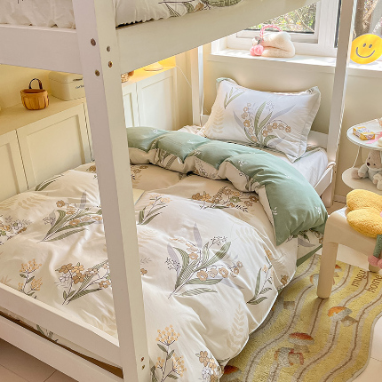 91家纺网 家纺一手货源 找家纺 （总）菲梵家纺 2024新款全棉喷气小清新宿舍上下铺学生三件套