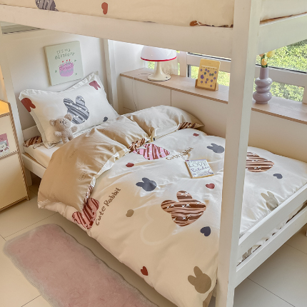 91家纺网 家纺一手货源 找家纺 （总）菲梵家纺 2024新款全棉喷气小清新宿舍上下铺学生三件套