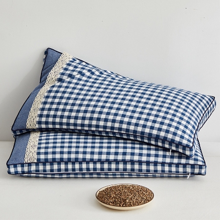 91家纺网 家纺一手货源 找家纺 （总）乐可 2024新款水洗棉蕾丝立体荞麦枕 枕头枕芯