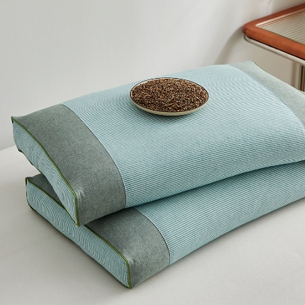 91家纺网 家纺一手货源 找家纺 （总）乐可 2024新款全棉条纹荞麦方枕 枕头枕芯