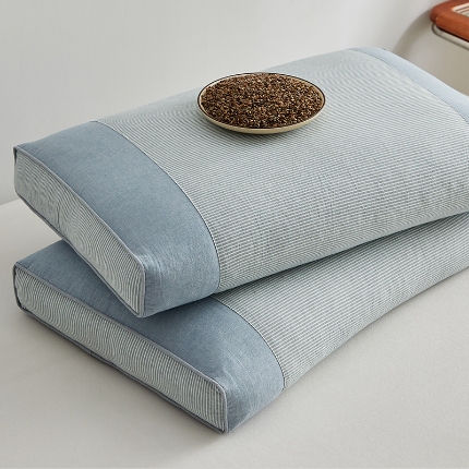 91家纺网 家纺一手货源 找家纺 （总）乐可 2024新款全棉条纹荞麦方枕 枕头枕芯