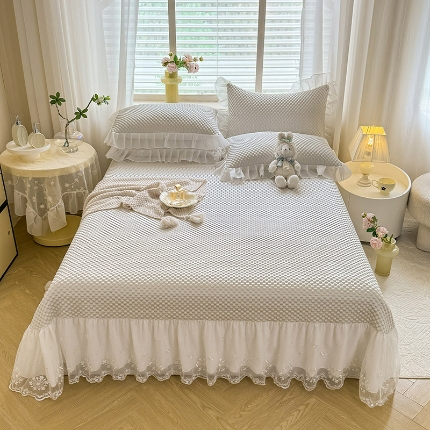 （总）2025新款A类PE速冷凉感床裙款凉席三件套冰豆豆床盖款