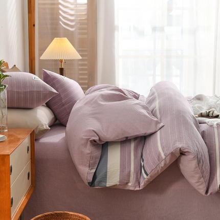 91家纺网 家纺一手货源 找家纺 （总）2024新款色织全棉水洗棉四件套