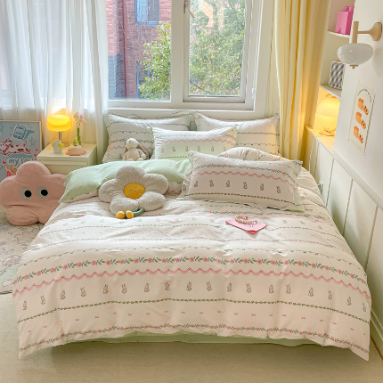 2024新款全棉小清新印花单品套件--四件套 辛德瑞拉