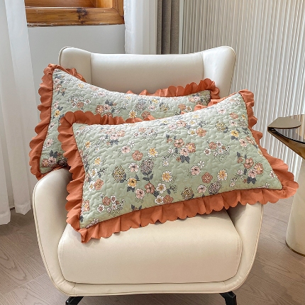 91家纺网 家纺一手货源 找家纺 （总）2024春夏新品A类母婴级双层纱棉麻花边夹棉枕套一对泡泡纱泡泡棉小竺棉纯棉全棉磨毛水洗棉花边枕套一对