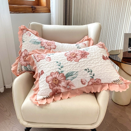 91家纺网 家纺一手货源 找家纺 （总）2024春夏新品A类母婴级双层纱棉麻花边夹棉枕套一对泡泡纱泡泡棉小竺棉纯棉全棉磨毛水洗棉花边枕套一对