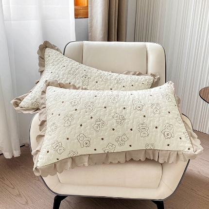 91家纺网 家纺一手货源 找家纺 （总）2024春夏新品A类母婴级双层纱棉麻花边夹棉枕套一对泡泡纱泡泡棉小竺棉纯棉全棉磨毛水洗棉花边枕套一对