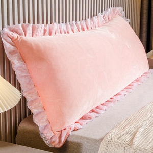 91家纺网 家纺一手货源 找家纺 （总）碧尔家居 2025新款水晶绒花边床头靠垫软包护腰大靠背防撞床上靠枕