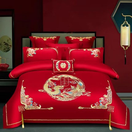 91家纺网 家纺一手货源 找家纺 （总）梦丝语家纺婚庆四件套六件套八件套100支提花新品会员价399