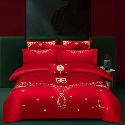 91家纺网 家纺一手货源 找家纺 （总）梦丝语家纺婚庆四件套六件套八件套100支提花新品会员价399