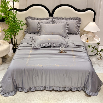 91家纺网 家纺一手货源 找家纺 （总）经年2025年 新款 韩版公主风 水洗真丝冰丝天丝夏被四件套       直播爆款