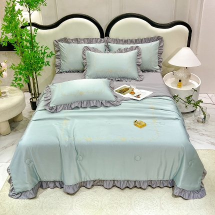 91家纺网 家纺一手货源 找家纺 （总）经年2025年 新款 韩版公主风 水洗真丝冰丝天丝夏被四件套       直播爆款