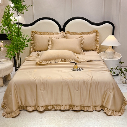 91家纺网 家纺一手货源 找家纺 （总）经年2025年 新款 韩版公主风 水洗真丝冰丝天丝夏被四件套       直播爆款