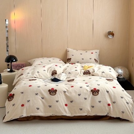 几米 2024秋冬新款套件面料200克牛奶绒印花系列 布梵