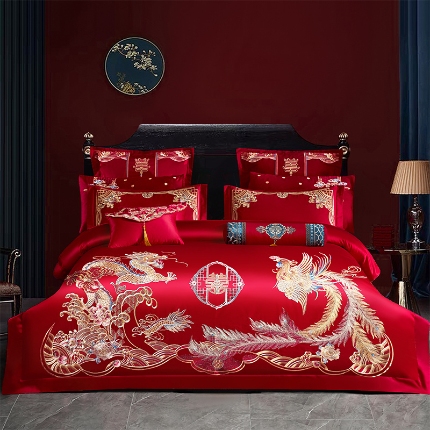 91家纺网 家纺一手货源 找家纺 （总）振翼 2025新款40s全棉丝光喷气婚庆四件套多件套1