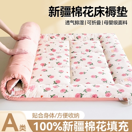 91家纺网 家纺一手货源 找家纺 梵蒂莎 2025秋冬新品云朵棉新疆棉花床垫垫背床褥垫单人床褥宿舍加厚褥子（2025新花型拍图中） 碧叶粉黛-床垫系列