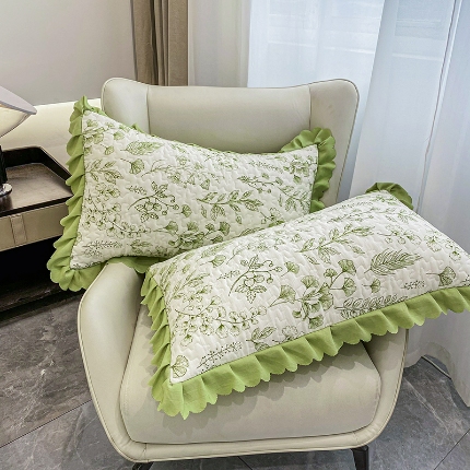 91家纺网 家纺一手货源 找家纺 2024春夏新品A类母婴级双层纱棉麻花边夹棉枕套一对泡泡纱泡泡棉小竺棉纯棉全棉磨毛水洗棉花边枕套一对