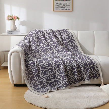 91家纺网 家纺一手货源 找家纺 （总）肖恩毯业 2025新款鹿毛绒针织毯毛毯盖毯-牵牛花