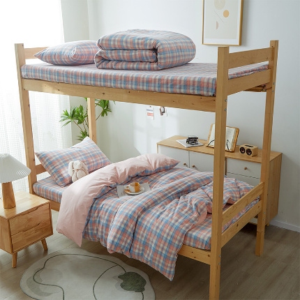 91家纺网 家纺一手货源 找家纺 （总）九沐良品 新款全棉色织水洗棉学生三件套六件套大礼包