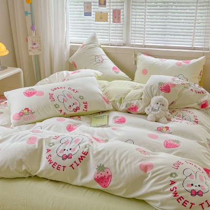 91家纺网 家纺一手货源 找家纺 （总）2024新款卡通风水洗棉四件套家用学学生宿舍三件套床上用品