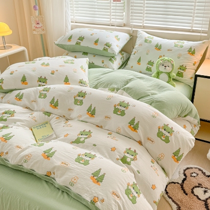 91家纺网 家纺一手货源 找家纺 （总）2024新款卡通风水洗棉四件套家用学学生宿舍三件套床上用品