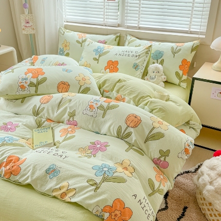91家纺网 家纺一手货源 找家纺 （总）2024新款卡通风水洗棉四件套家用学学生宿舍三件套床上用品