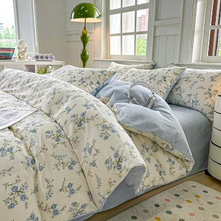 91家纺网 家纺一手货源 找家纺 直播爆款·全棉喷气印花四件套纯棉网红小清新卡通三件套多规格床上用品套件