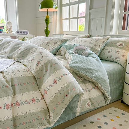 91家纺网 家纺一手货源 找家纺 直播爆款·全棉喷气印花四件套纯棉网红小清新卡通三件套多规格床上用品套件