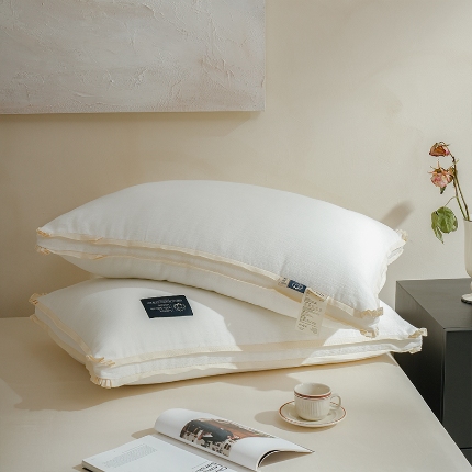 91家纺网 家纺一手货源 找家纺 （总）2024新款 全棉A类深睡柔软羽丝枕芯枕头 花边护颈按摩成人枕头