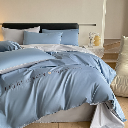 91家纺网 家纺一手货源 找家纺 （总）优棉坊全棉馆2024新款高支高密长绒棉全棉贡缎绣花四件套-慕歌系列（提供买家秀）