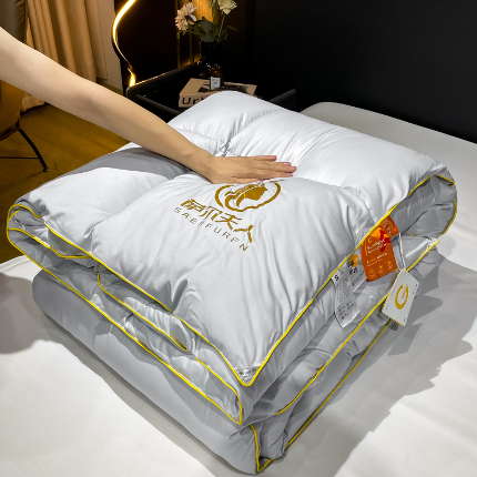 91家纺网 家纺一手货源 找家纺 憨豆家纺 2025新款羽丝绒冬被子春秋被五星酒店被芯直播 云灰色