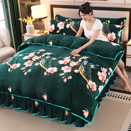 91家纺网 家纺一手货源 找家纺 （总）望淮 2025新款150g牛奶印花法莱绒水晶金貂绒四件套