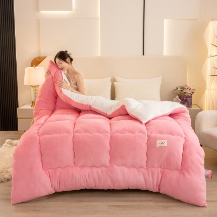 91家纺网 家纺一手货源 找家纺 （汇总）2025秋冬新款双面牛奶绒被子羊羔绒被子保暖加厚冬被春秋被芯被子冬被跨境外贸 