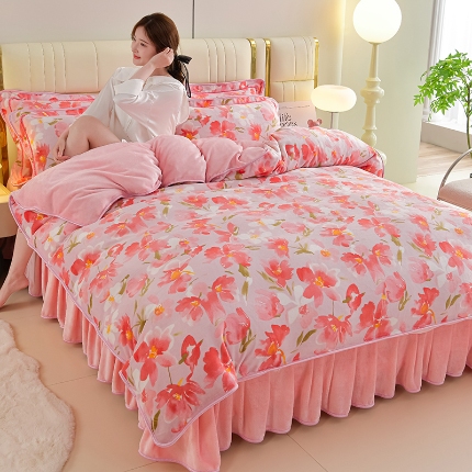 91家纺网 家纺一手货源 找家纺 （总）梦之星 2025新款8.5斤高克重印花牛奶绒金貂绒四件套