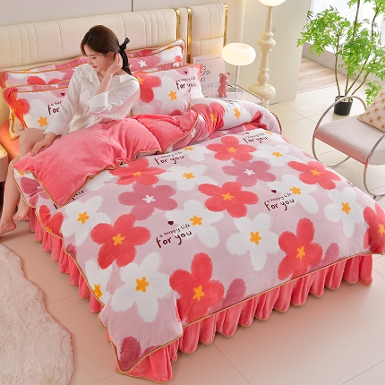 91家纺网 家纺一手货源 找家纺 （总）梦之星 2025新款8.5斤高克重印花牛奶绒金貂绒四件套